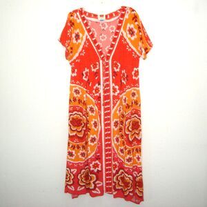 Farm Rio Anthropologie V-Neck Cover-Up Dress Size M *READ Boho Beachy Vacation